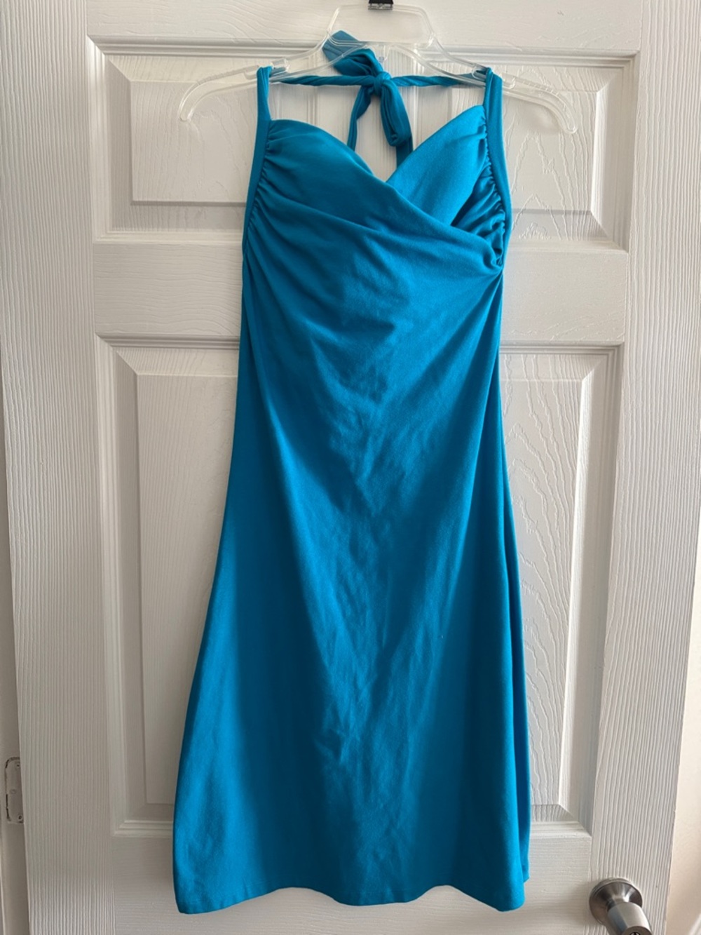 Victorias Secret Womens Blue Cotton Sleeveless Halter Neck Knee Length Dress 36D